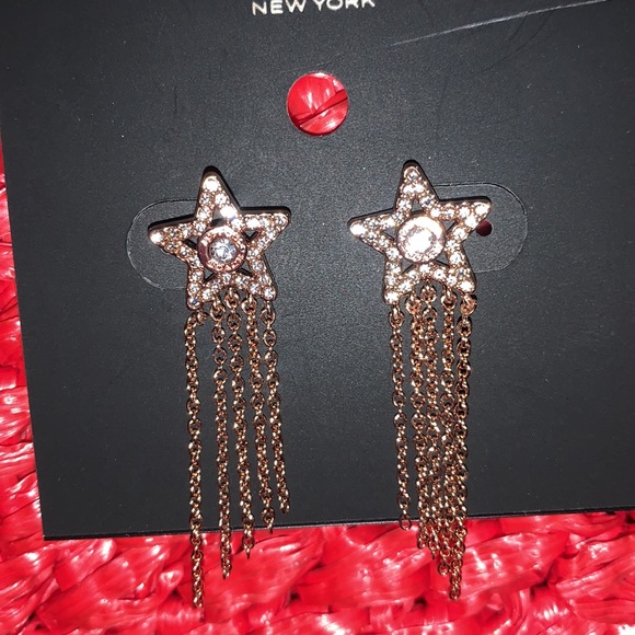 COACH Signature Star Fringe Hypoallergenic Post Earrings With CZ In Rose Gold - Picture 12 of 16